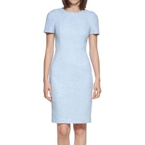 Calvin Klein Blue Tweed Sheath Dress, Size 12
